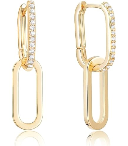 Amazon.com: U Shape Pin Earrings - Gold Plated Link & Hoop Design